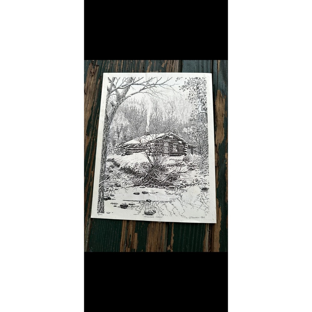 Tim O'Donnell McKeag's Cabin Signed Numbered Print 1980 Vintage Art 8x10